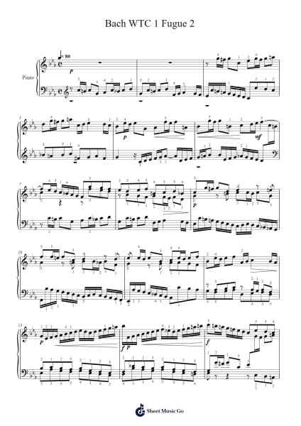 Bach WTC 1 Fugue 2 Sheet Music by Johann Sebastian Bach-Arr.Louisron Whitemax