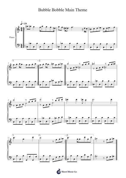 Bubble Bobble Main Theme Sheet Music by Tadashi Kimijima-Arr.Xefunk Huttrick