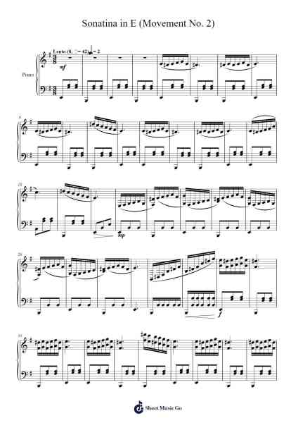 Sonatina in E (Movement No. 2) Sheet Music by -Arr.Iannet Shelac
