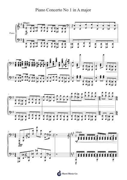 Piano Concerto No. 1 in A Major Sheet Music by Hunter J. Speiser-Arr.Phylple