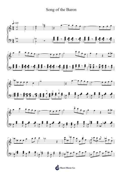 Song of the Baron Sheet Music by Yuji Nomi-Arr.Melres