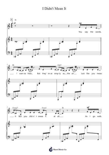 I Didn't Mean It Sheet Music by Aurea-Arr.Hulstone Lilsper