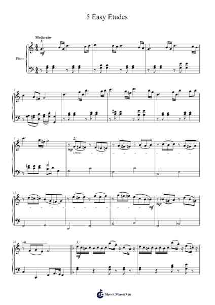 5 Easy Etudes Sheet Music by Steinrett Elmen-Arr.Swinbrowne Alickla
