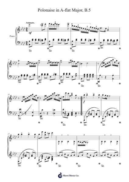 Polonaise in A-flat Major, B.5, Op.posth Sheet Music by Frédéric Chopin-Arr.Gregrace Glennjob
