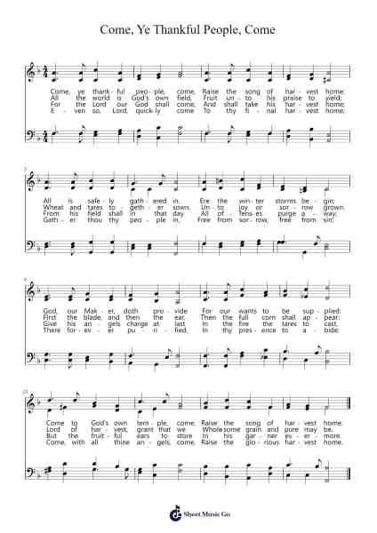 Come, Ye Thankful People, Come Sheet Music by George J. Elvey-Arr.Lamshop