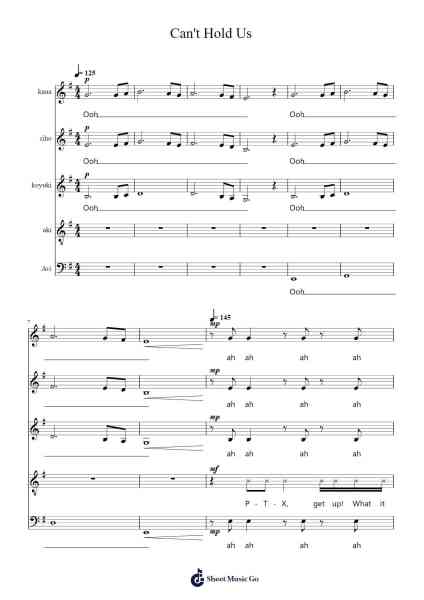 Can't Hold Us Sheet Music by -Arr.Abters Bloomsteele