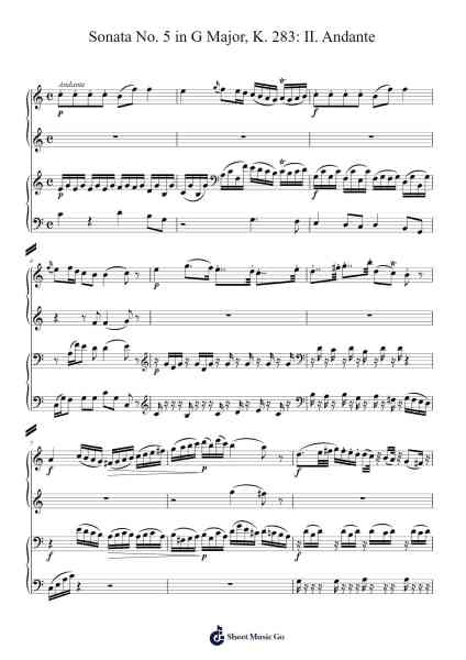 Sonata No. 5 in G Major, K. 283: II. Andante Sheet Music by Wolfgang Amadeus Mozart-Arr.Hedbraith