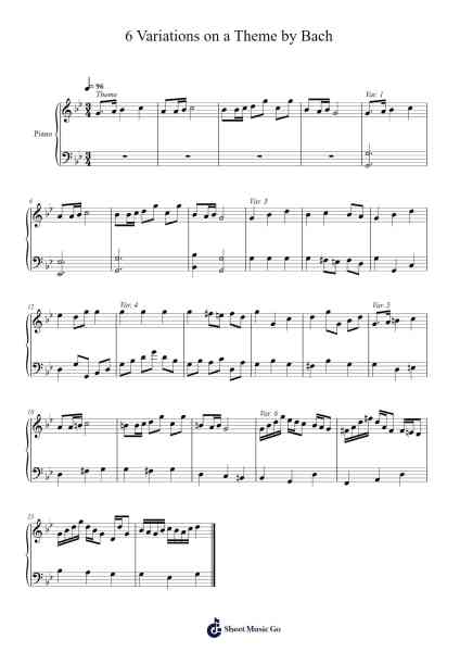 6 Variations on a Theme by Bach Sheet Music by Tej Pathak-Arr.Scripla Brookfe