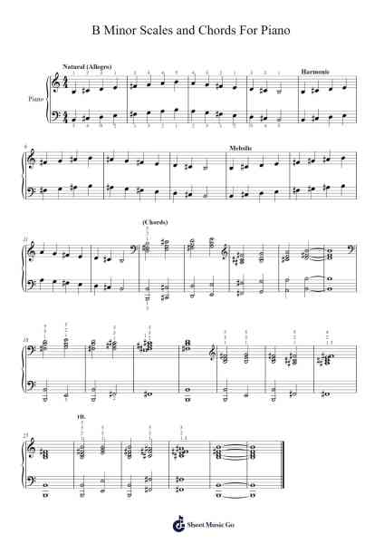 B Minor Scales and Chords For Piano Sheet Music by Marcus Daitch-Arr.Shamens Xedric