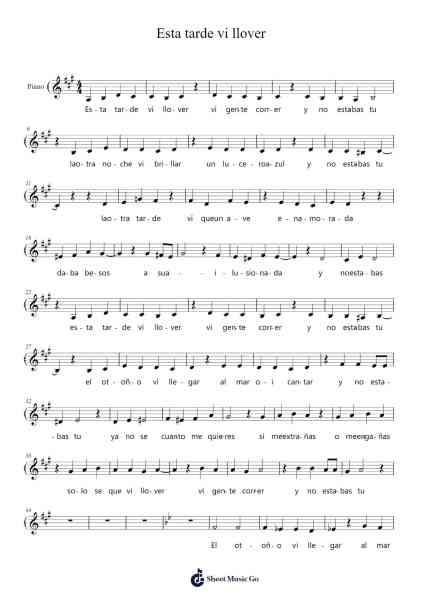 Esta tarde vi llover Sheet Music by Armando Manzanero-Arr.Shamens Xedric