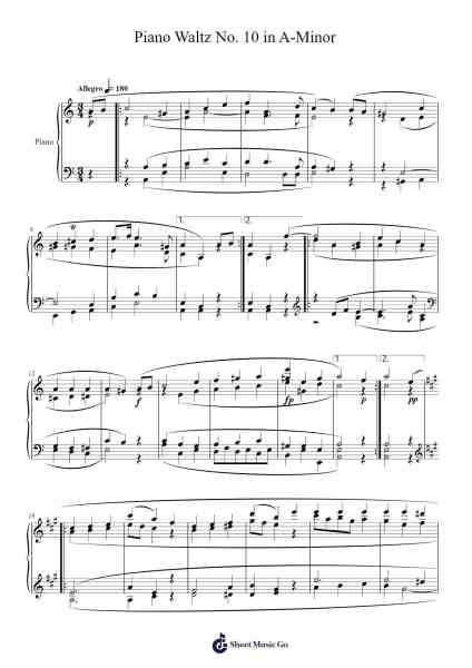 Piano Waltz No. 10 in A-Minor Sheet Music by Mattnat Bingtine-Arr.Davehume