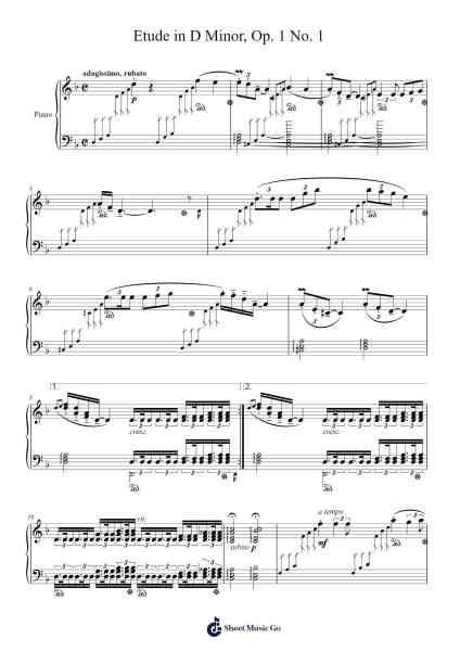 Etude in D Minor, Op. 1 No. 1 Sheet Music by Ryan Wilson-Arr.Inmark Ausbrooke