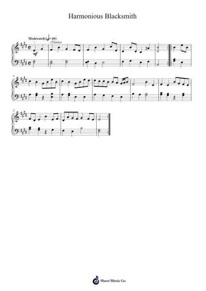 Harmonious Blacksmith Sheet Music by George Frideric Handel-Arr.Rareade Zoelotte