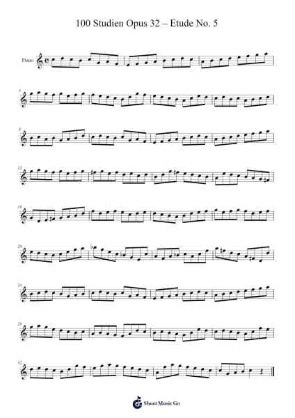 100 Etudes, Op. 32 - Etude No. 5 Sheet Music by Hans Sitt-Arr.Egger Daveky