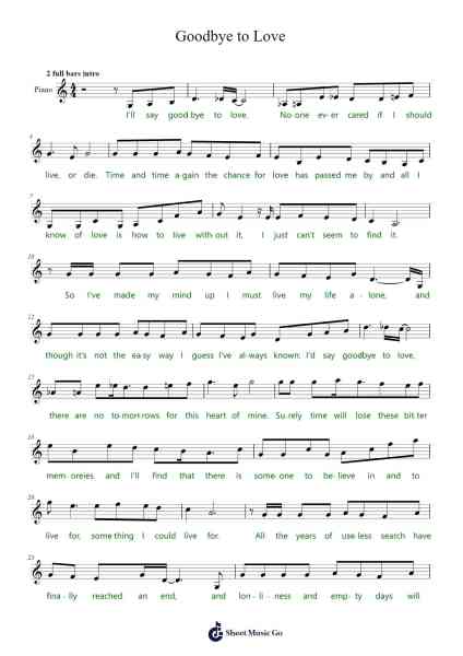 Goodbye to Love Sheet Music by The Carpenters-Arr.Manpiers