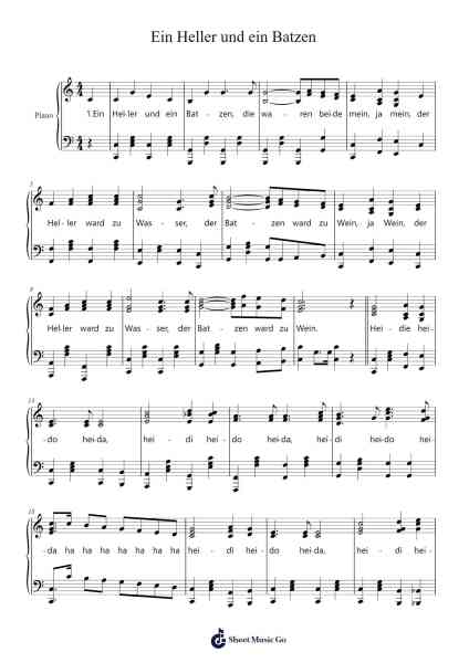 Ein Heller und ein Batzen Sheet Music by Albert von Schlippenbach-Arr.Jantia