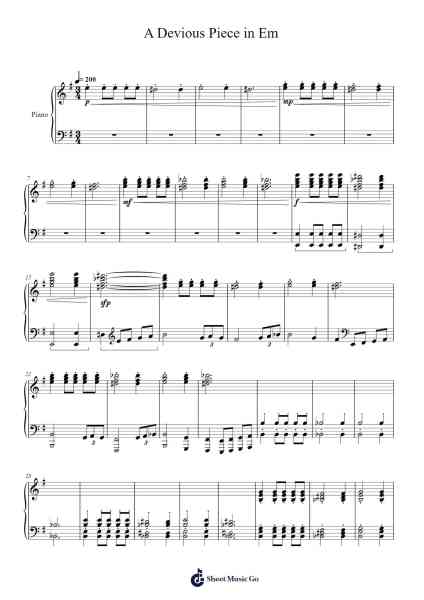 A Devious Piece in E Minor Sheet Music by officialMozarrt-Arr.Virwey Bloornid