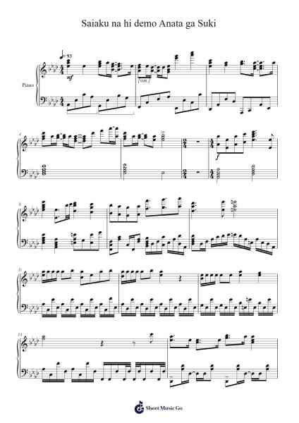 Saiaku na hi demo Anata ga Suki Sheet Music by 芹澤 優-Arr.Blanes Poyale