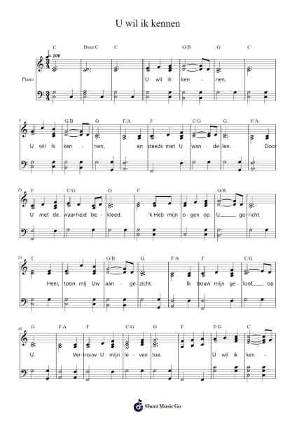 U wil ik kennen Sheet Music by -Arr.Lenshaw