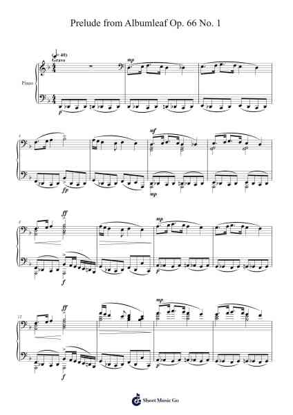 Prelude from Albumleaf Op. 66 No. 1 Sheet Music by Chertroy-Arr.Herkyle