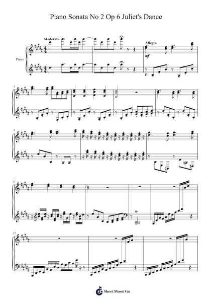 Piano Sonata No 2 Op 6 Juliet's Dance Sheet Music by Jayden Song-Arr.Joyli Glanions