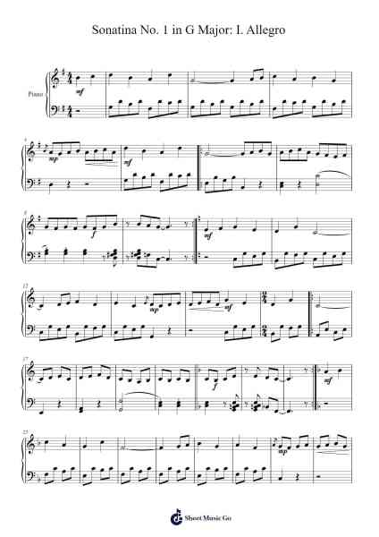 Sonatina No. 1 in G Major: I. Allegro Sheet Music by Thomas Attwood-Arr.Quintle