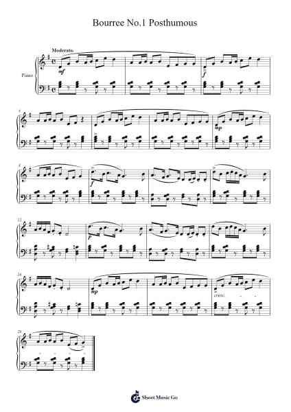 Bourrée in A Minor, No. 1 Posthumous Sheet Music by Frédéric Chopin-Arr.Petpenn