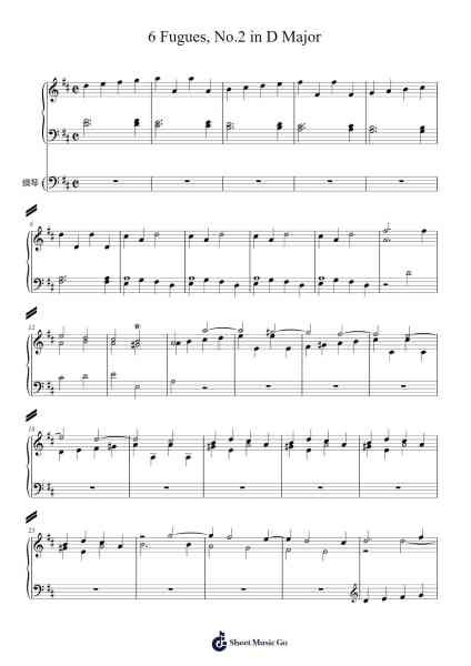 6 Fugues, No. 2 in D Major Sheet Music by Hinrich Philip Johnsen-Arr.Kathmann