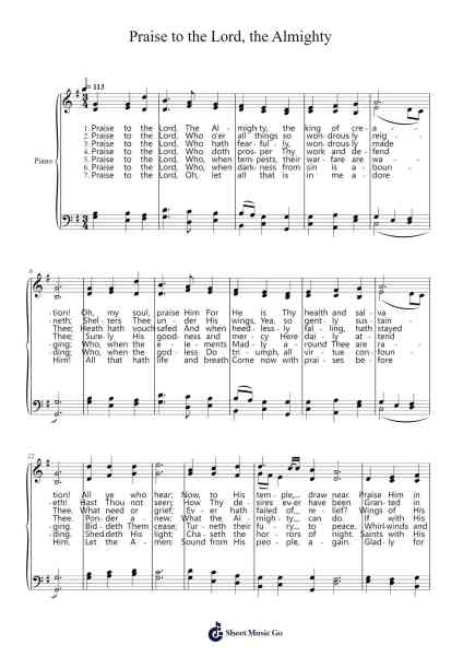 Praise to the Lord, the Almighty Sheet Music by William Sterndale Bennett-Arr.Pistal