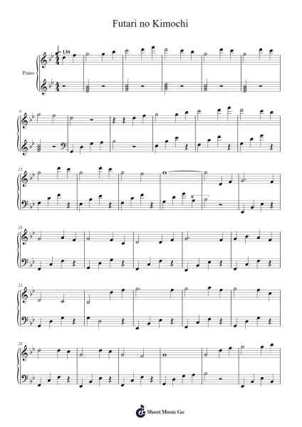 Futari no Kimochi Ноты для фортепиано от _l.d.d_-Arr.Alickthodore