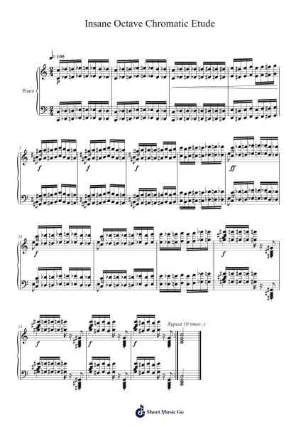 Insane Octave Chromatic Etude Sheet Music by James Wei-Arr.Cranewright Troycrofts