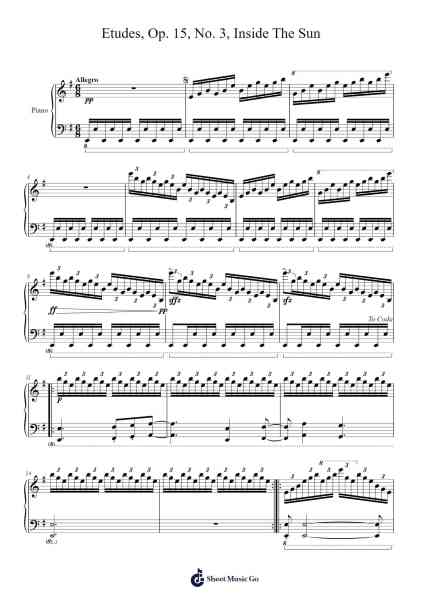 Etudes, Op. 15, No. 3 "Inside The Sun" Sheet Music by Charles Evans-Arr.Jaboyle Erve