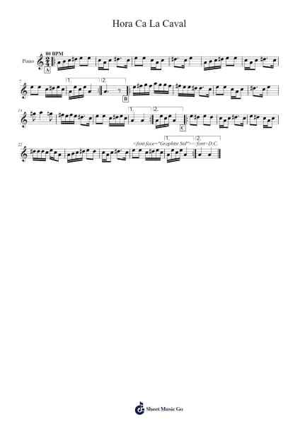 Hora Ca La Caval Sheet Music by Traditional-Arr.Humglas Leathus