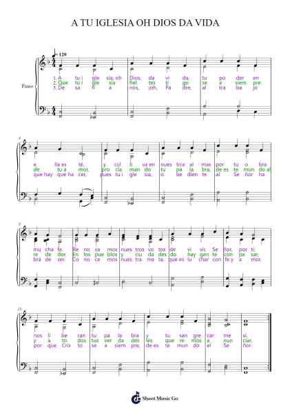 A TU IGLESIA OH DIOS DA VIDA Sheet Music by A. L. Butler-Arr.Joanreade Annlus