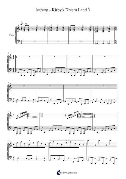 Iceberg - Kirby's Dream Land 3 Sheet Music by Jun Ishikawa-Arr.Cookdunn