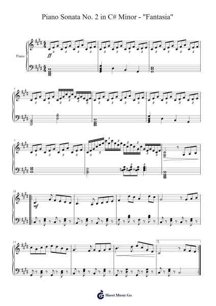 Piano Sonata No. 2 in C# Minor "Fantasia" Sheet Music by Daniel Shock-Arr.Wolian