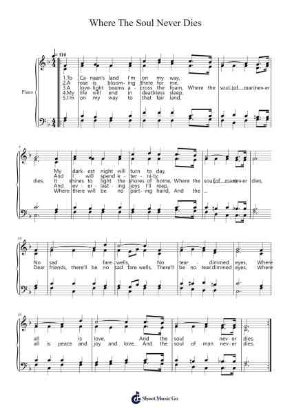 Where The Soul Never Dies Sheet Music by Wm. M. Golden-Arr.O'Cakeats Leofunk