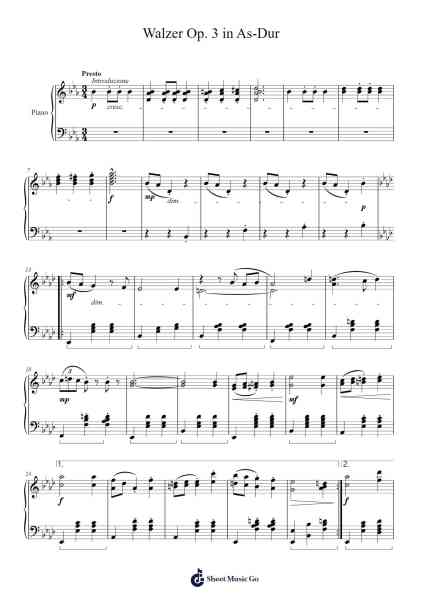 Walzer Op. 3 in A-flat Major Sheet Music by Felix Maier-Arr.Hason