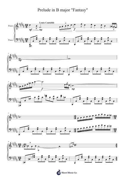 Prelude in B Major "Fantasy" Sheet Music by Hentra Whitbart-Arr.Vicnick Hoodpy