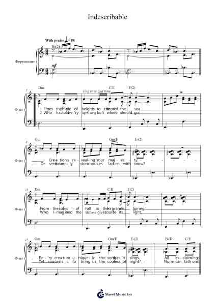 Indescribable Sheet Music by Chris Tomlin-Arr.Grelitt Bachdrow