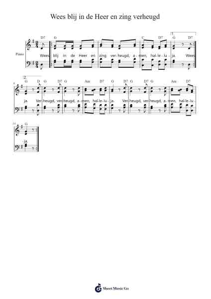 Wees blij in de Heer en zing verheugd Sheet Music by -Arr.Primeg
