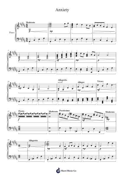 Anxiety Sheet Music by Bloorlop-Arr.Timcius Steale