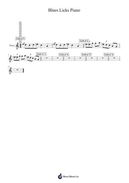 Blues Licks Piano 樂譜由 Prof. Gabriela Vaz - 編曲 Charalph