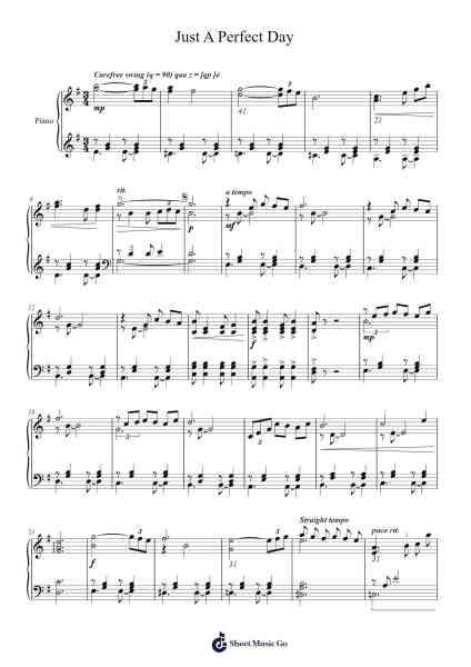 Just A Perfect Day Sheet Music by Pam Wedgwood-Arr.Toddgail