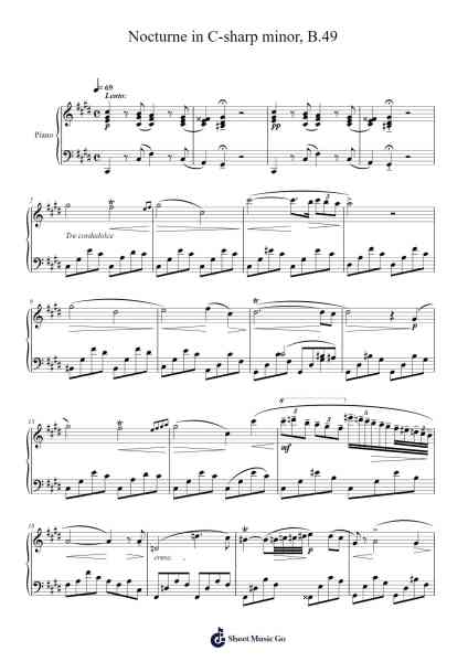 Nocturne in C-sharp minor, B.49 Sheet Music by Frédéric Chopin-Arr.Natpold Vinvin