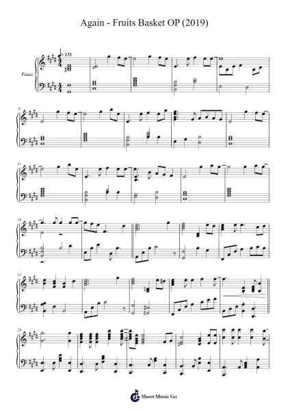 Again - Fruits Basket OP (2019) Sheet Music by Beverly-Arr.Holmesmax
