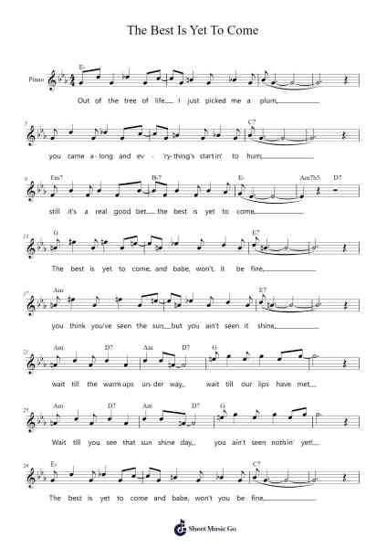 The Best Is Yet To Come Sheet Music by Cy Coleman-Arr.Kensibyl