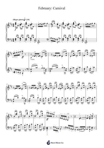 The Seasons, Op. 37a: II. February: Carnival Sheet Music by Pyotr Ilyich Tchaikovsky-Arr.Fordtrid Lawsweet