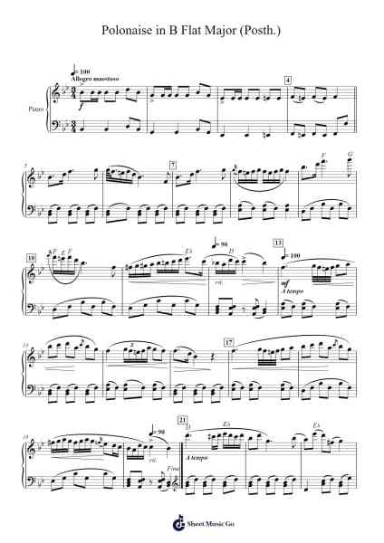 Polonaise in B-flat Major, Op. posth. Musica per pianoforte di Frederic Chopin - Arr.Hagpold