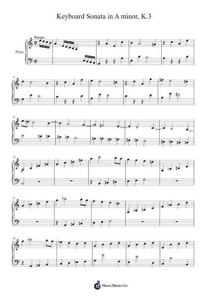 Keyboard Sonata in A Minor, K. 3 Sheet Music by Domenico Scarlatti-Arr.Dilsen Harhall